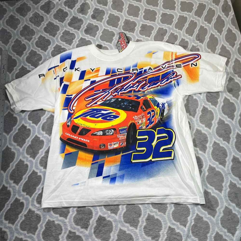 Racing Champions T-Shirt Mens XL White NASCAR Ricky Craven Tide 32 Pontiac 2002